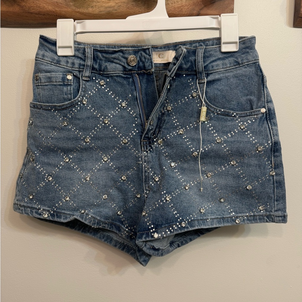 Embellished Jewelled Denim Shorts - Large